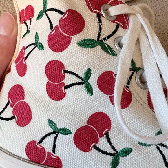 Converse White High Top Sneakers with Red Cherry Print - Picture 6 of 11